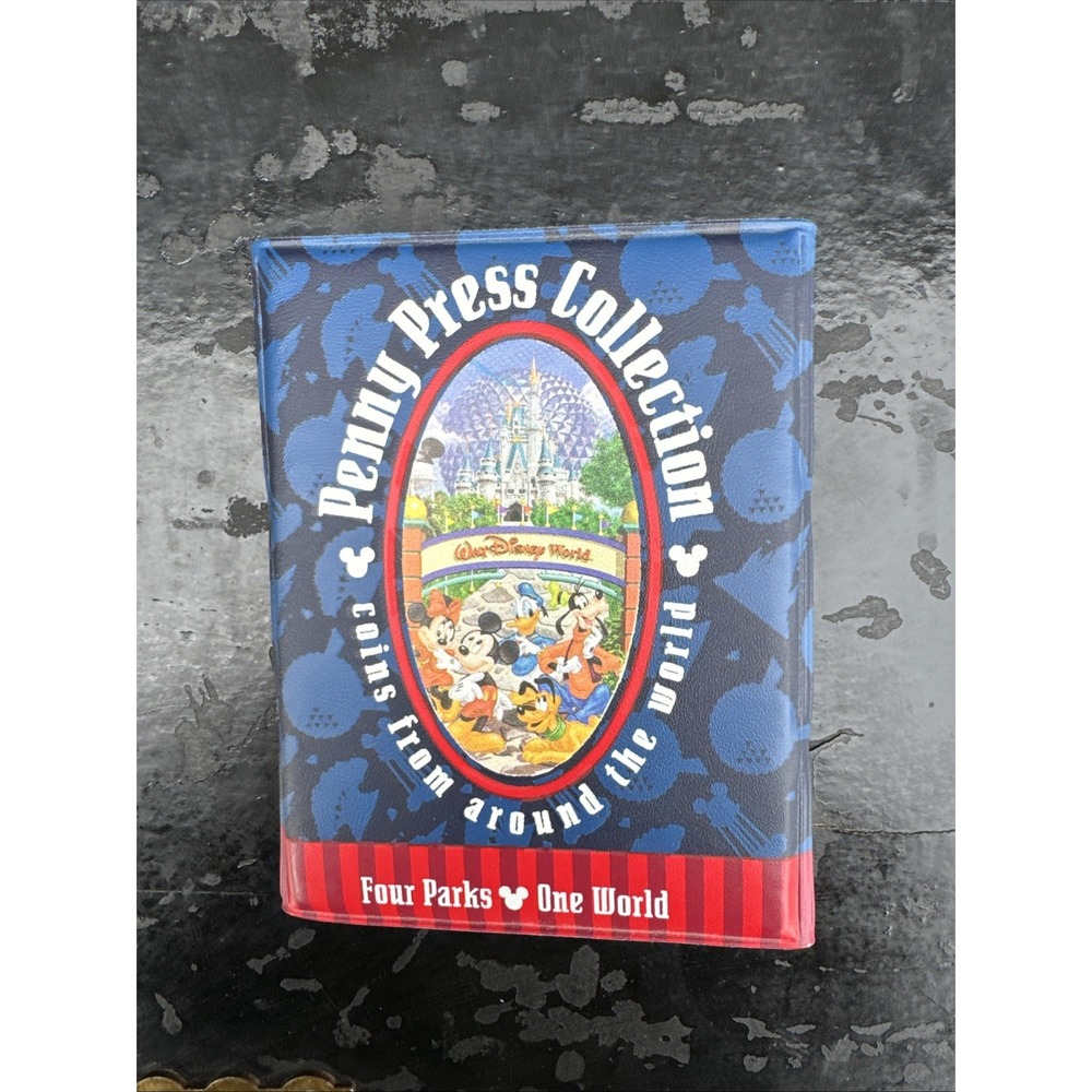 Vintage Disney Penny Press Collection Book / Four Parks- One World - 16 Coins